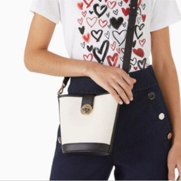Kate Spade New York Audrey Mini Bucket Crossbody – Off-White/Black – NWT - Picture 2 of 9